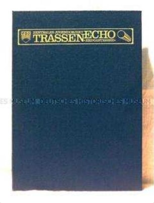 Kassette mit 15 Ausgaben vom "Trassenecho", der Zeitung zur Erdgastrasse