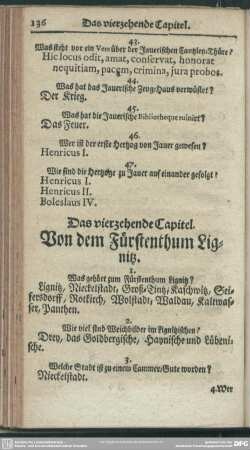 Das vierzehende Capitel. Von dem Fürstenthum Lignitz