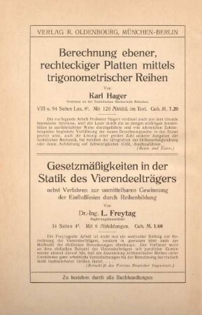 Berechnung ebener, rechteckiger Platten mittels [...]