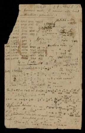 Arithmetisch-geometrisches Mittel (ältere Untersuchungen bis 1800) [Titel laut Katalog Theo Gerardy] (Ansetzungssachtitel von Bearbeiter/in)