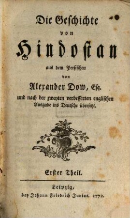 Die Geschichte von Hindostan, Erster Theil