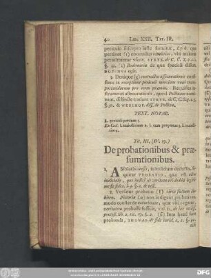 Tit. III. (IV. 19.) De probationibus & praesumtionibus.