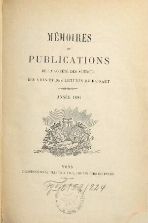 Mémoires et publications. 7. 1894