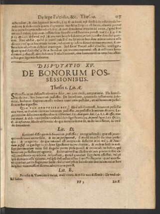 Disputatio XV. De Bonorum Possessionibus