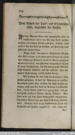 Vom Nutzen der Torf= und Steinkohlenasche, imgleichen des Russes