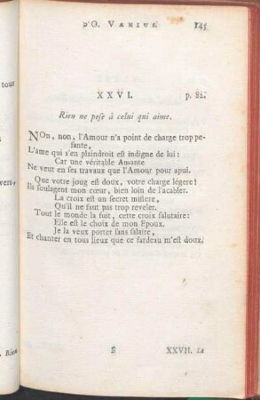 XXVI. Rien ne pese à celui qui aime.