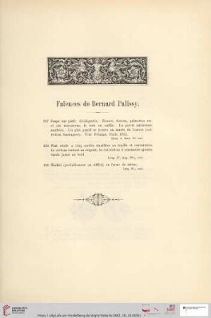 Faïences de Bernard Palissy (Nr. 237 - 239)