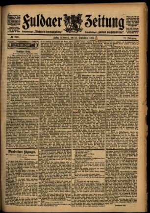 Erste Ausgabe vom Mittwoch, den 28. September 1904.