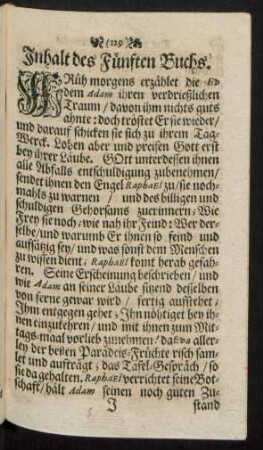 Inhalt des Fünften Buchs.