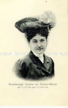 Postkarte zum Tod von Caroline von Sachsen-Weimar-Eisenach