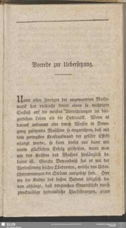 Vorrede zur Uebersetzung