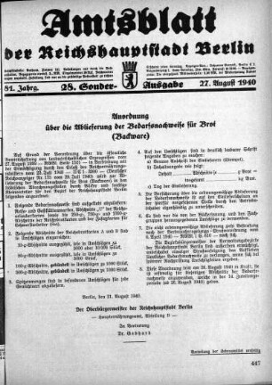 28. Sonder-Ausgabe, 27. August 1940