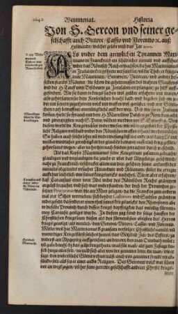Von S. Gereon und seiner gesellschafft/ auch Victore/ Cassio und Florentio ...