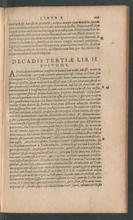 Decadis Tertiae Lib. II. Epitome.