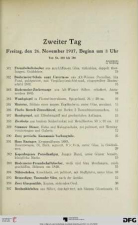 Zweiter Tag: Freitag, den 26. November 1937, Beginn um 3 Uhr (Nr. 381-780)