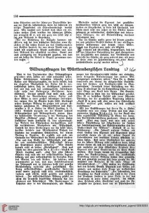 N.F. 6.1926 S. 180-183: Bildungsfragen im Württembergischen Landtag