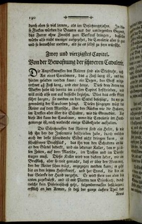 Zwey und vierzigstes Capitel. Von der Bewafnung der schweren Cavalerie.