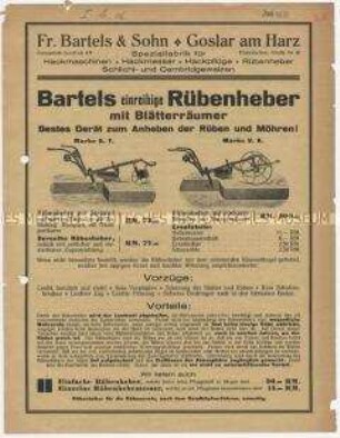 Bartels einreihige Rübenheber mit Blätterräumer