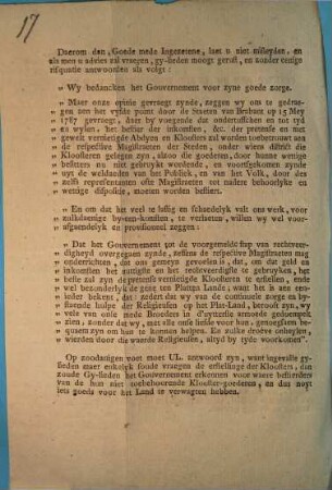Bericht Aen De Goede Ingesetenen Van Het Plat-Land