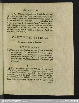 Caput VI. Et Ultimum De conniventia in iudiciis