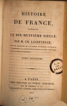Histoire de France, pendant le dix-huitième siècle, 12