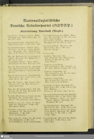 Nationalsozialistische Deutsche Arbeiterpartei (NSDAP) Kreisleitung Auerbach (Vogtl.)