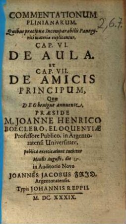 De Aula. Et ... De Amicis Principum
