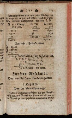 Fünfter Abschnitt. Von verschiednen Rechnungsarten.