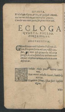 Ecloga Quarta, Pollio. Poeta Solus.