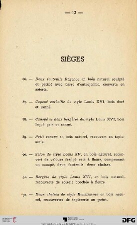 Sièges (Nr. 86-92)