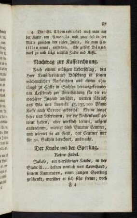 87-90 Der Knabe und der Sperling, keine Fabel
