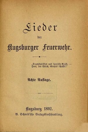 Lieder der Augsburger Feuerwehr