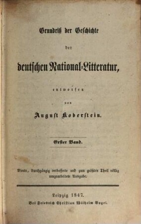 Grundriß der Geschichte der deutschen National-Litteratur, 1