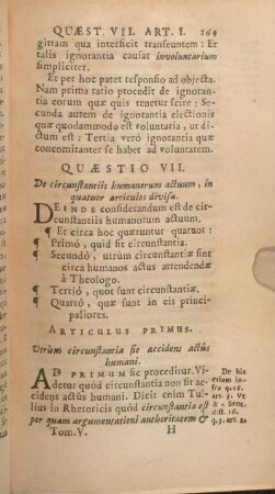 Quaestio VII. De circunstantiis humanorum actuum, in quatuor articulos divisa.