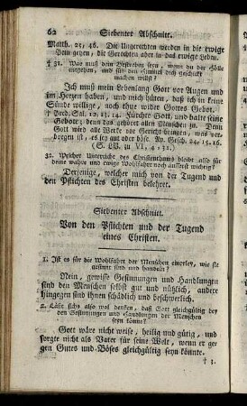 Siebenter Abschnitt. Von den Pflichten und der Tugend eines Christen.