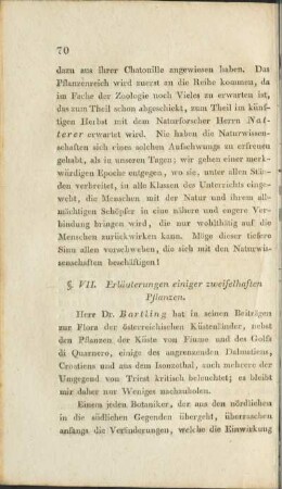 §. VII. Erläuterungen einiger zweifelhaften Pflanzen.