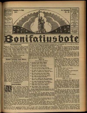 Erste Ausgabe vom Sonntag, den 15. Mai 1927.