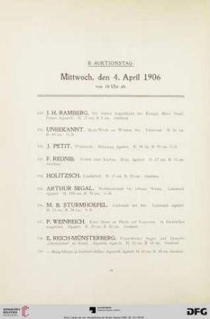 II. Auktionstag: Mittwoch, den 4. April 1906 von 10 Uhr ab (Nr. 190-353)