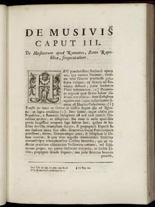 Caput III. de Musivorum apud Romanos, stante Republica, frequentatione.