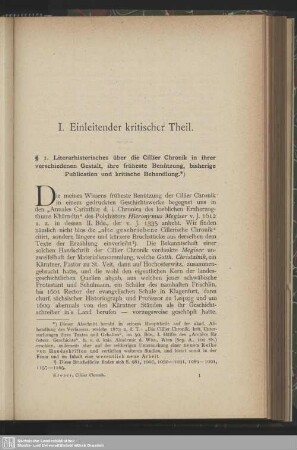 I. Einleitender kritischer Theil