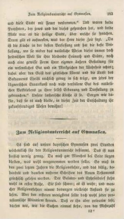 183-191 Zum Religionsunterrichte auf Gymnasien