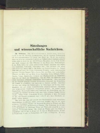 Mitteilungen und wissenschaftliche Nachrichten.