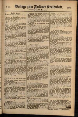 Zweite Ausgabe vom Dienstag, den 25. Dezember 1900.