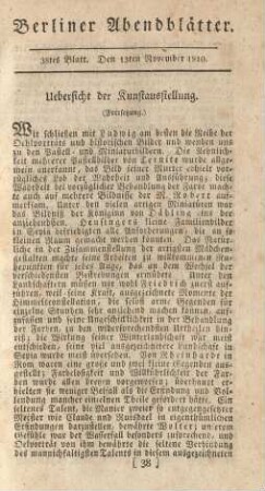 38tes Blatt. Den 13ten November 1810.