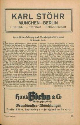 Heimstättensiedlung und Reichsheimstättenamt