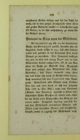 Pompejus im Kriege gegen den Mithridates