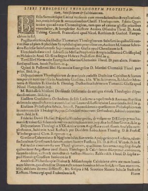 Libri Theologici Theologorum Protestantium, Pontificiorum & Calvinianorum.