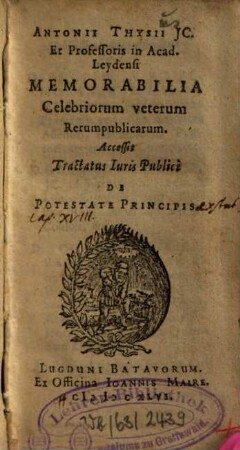 Memorabilia celebriorum veterum Rerum publicarum