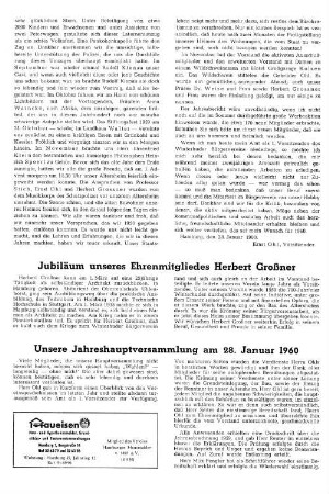 Jubiläum unseres Ehrenmitgliedes Herbert Großner