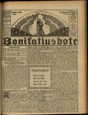 Erste Ausgabe vom Sonntag, den 08. Mai 1927.